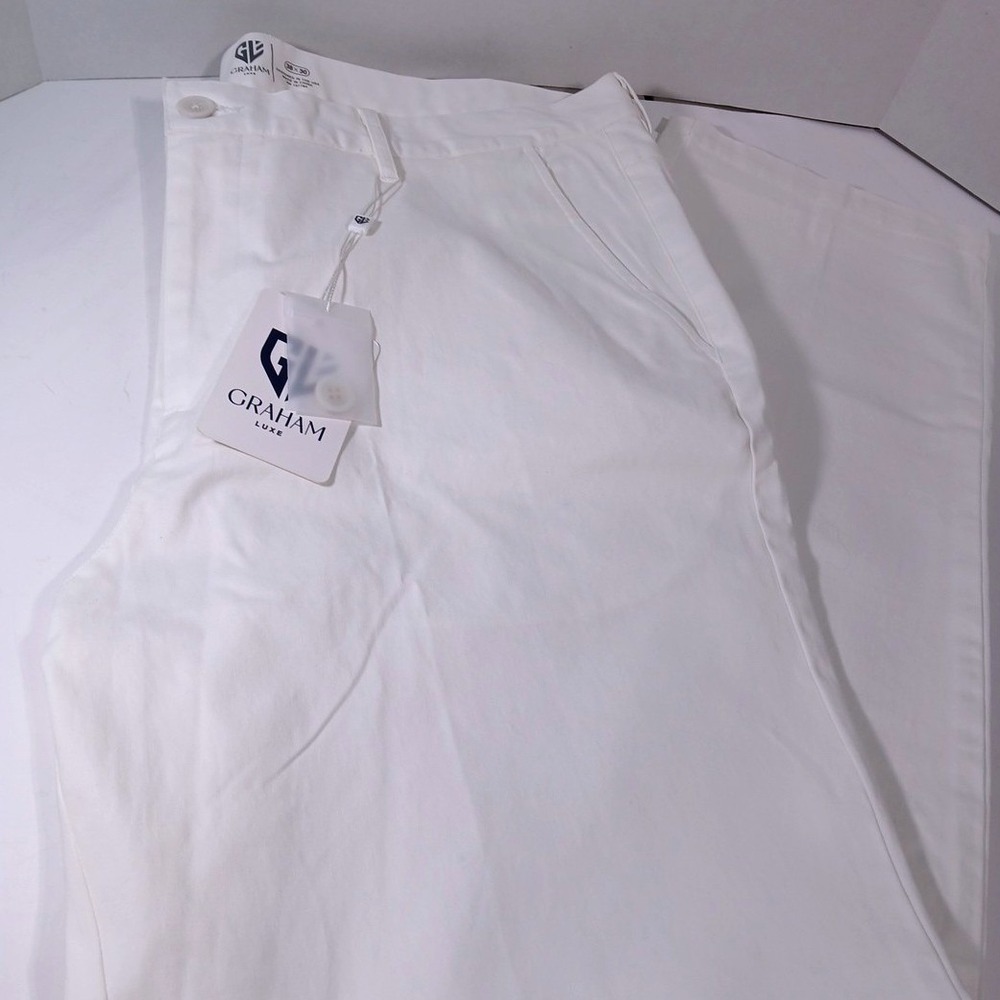 Graham Luxe Richmond Pant Mens 38x30 Bright White Golf Trousers GL5013M NEW